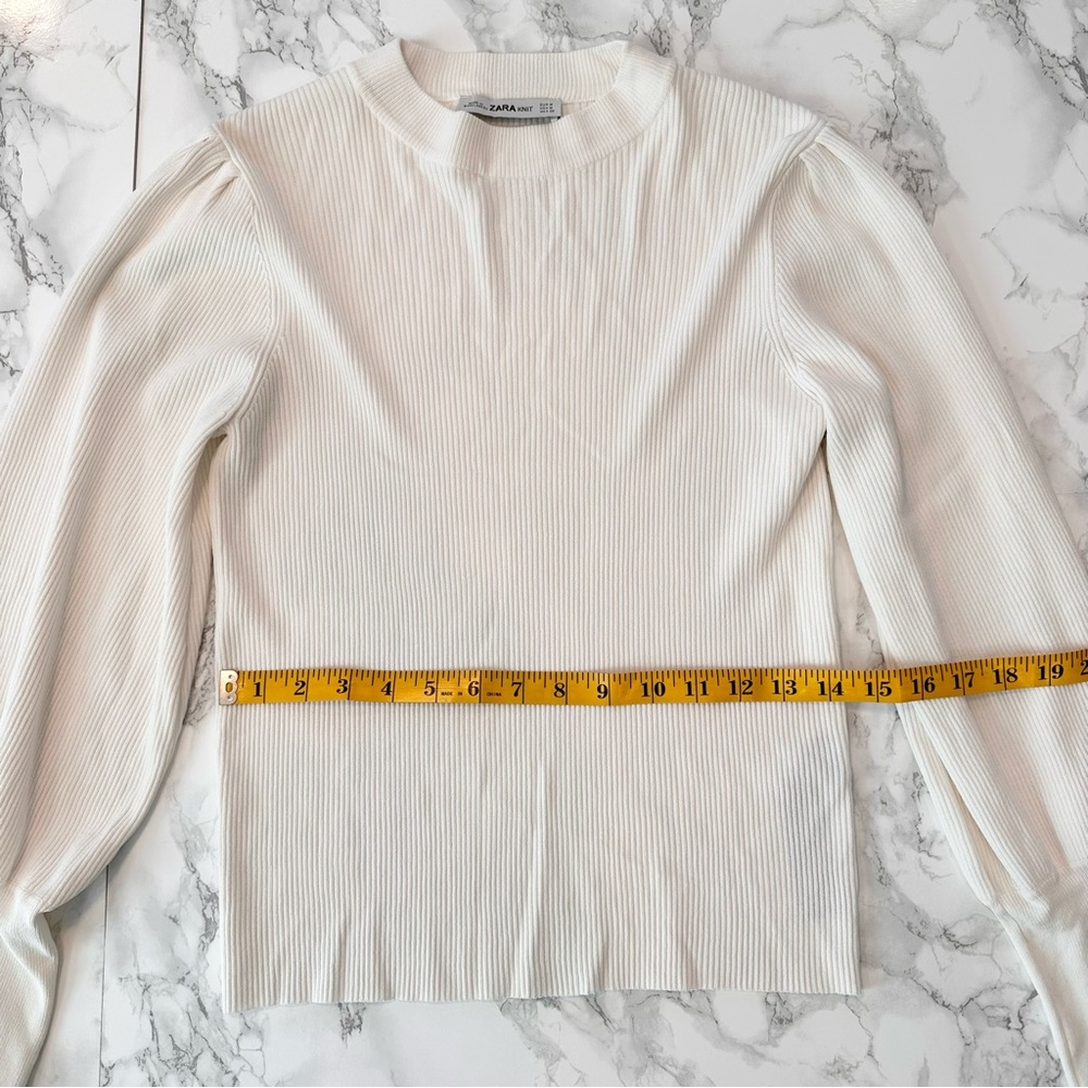 Zara | Balloon Sleeve Ribbed Sweater - Picture 4 of 8